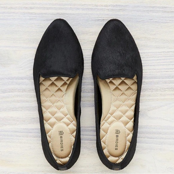 Birdies Shoes - 🖤 Birdies Heron Black Suede Haircalf Upper Flats - Size 9🖤